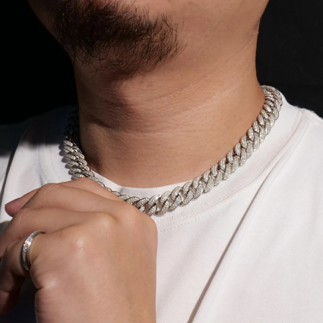 Cuban Style Necklace Hip-Hop Rapper Must-Have Melees Prong Setting Technology Decoration