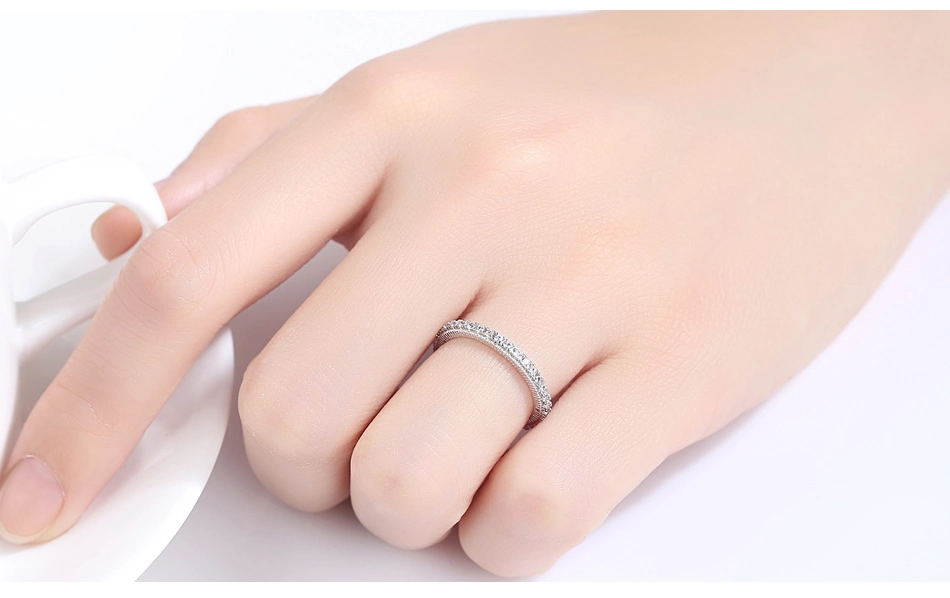 Wihte Zircon Engagement Ring 925 Sterling Silver Jewelry