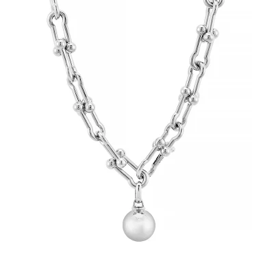 Collar de una sola perla Colgante Collares de platino para mujer 86g
