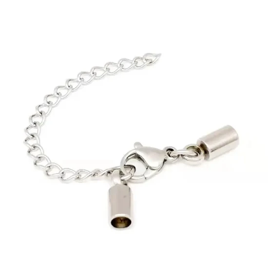 Cabezal de conexión de joyería DIY, pulsera de acero inoxidable, collar, cordón, Cubo de 1mm a 10mm, juego de cierre de langosta con extremo de cadena de extensión