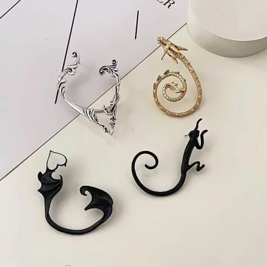 1PC Retro Punk Elf Flying Dragon Ear Cuff Non-Piercing Cartílago Clip Pendientes