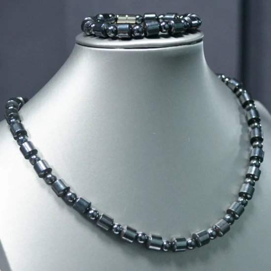 50% de descuento en collar de perlas de hematita de moda con magnético para el cuidado de la salud corporal (CF-HTN-005)