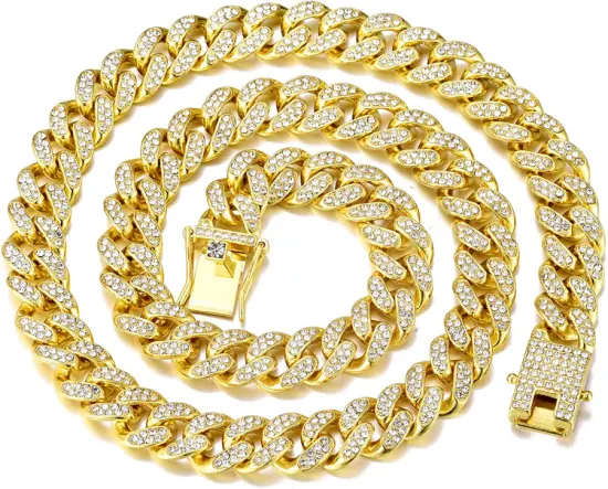 2022 nueva cadena de eslabones cubanos Hip Hop 18K oro plata diamante corte cadena de acero inoxidable para hombres joyería de Hip Hop joyería de moda/joyería